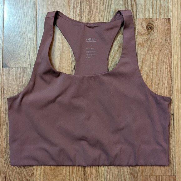 Girlfriend Collective Paloma Racerback Longline Bra Pink Mauve Large - Picture 1 of 6